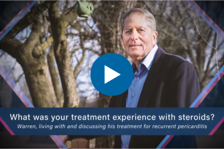 Warren, a patient with recurrence pericarditis, talks about his experience when prescribed corticosteroids.
