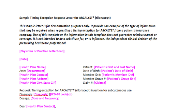 Tiering Exception Letter Template